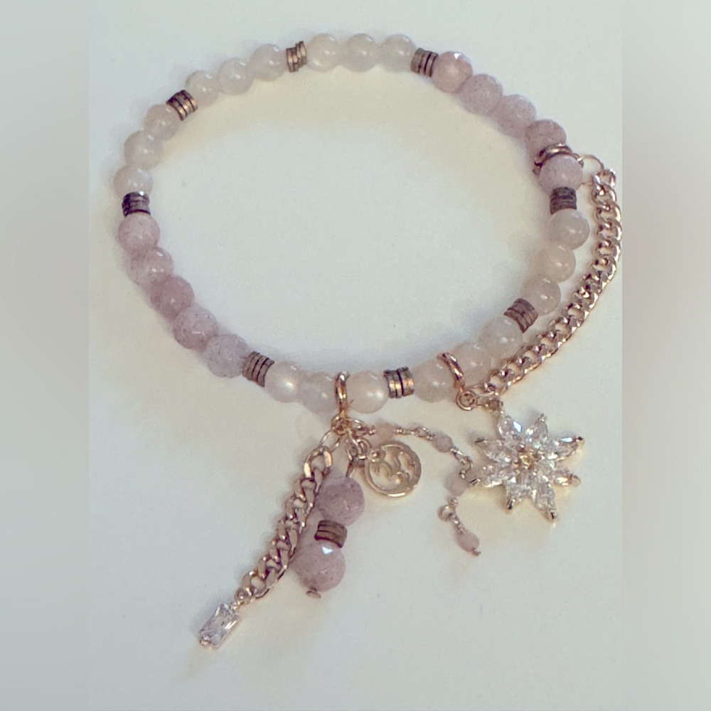 Moonstone and Rose Quartz bracelet size 8”